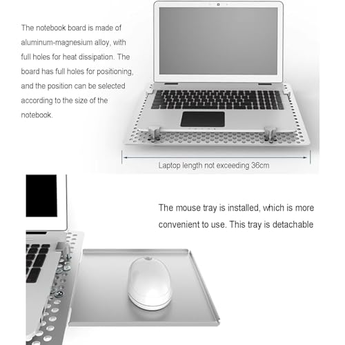 Foldable Laptop Wall Mount Bracket, Full Motion Articulating Laptop Holder, with Detachable Mouse Tray, Vented Full-Cover Heat Dissipation, Ergonomic Space-Saving for Laptops Home Office Workstation