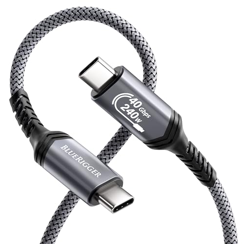 BlueRigger USB C Cable 6FT - (240W PD, USB 4.0, Type C Cable, 48V 5A Fast Charging, 40 Gbps Data Transfer, 8K 60Hz, Thunderbolt 4/3) - USB C Charger Compatible with Phone, Laptop, Monitor, Hard Drive - size: 6FT