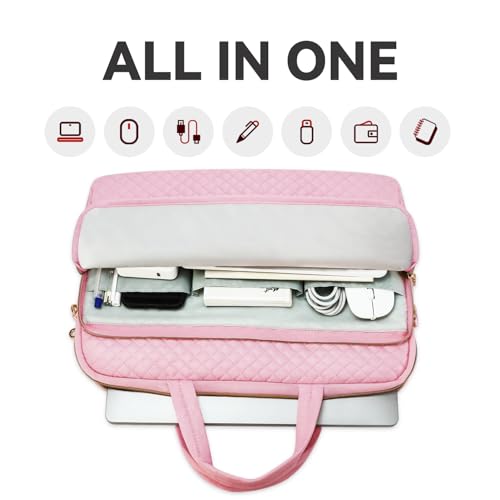 17 17.3 Inch Laptop Case Bag Women Men Compatible with HP OmniBook Envy Omen Pavilion/Dell Inspiron Precision/LG Gram/Yoga ThinkPad, Messenger Carrying Briefcase Computer Bag 18 inch, Pink - color: Pink, size: 17.3 Inch