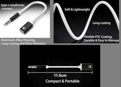 3.5mm Male to USB-C Female Audio Adapter, USB C to Auxiliary Audio Dongle, Headphone Jack Auxiliary Adapter Compatible with MP3s, Tablets, CD Players, Laptops, Headphones and Smartphones (11.5CM)