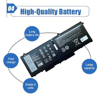 58Wh FK0VR Battery Compatible with Dell Latitude 5330 7330 7430 7530 Legion 5330 2-in-1/7330 2-in-1/7430 2-in-1 P133G P134G P135G P136G FKOVR 8H6WD 01VX5 404T8 51R71 8P81K 15.2V 3625mAh - size: 9.45*3.45*0.22 inch FK0VR