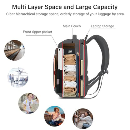 MILADA Travel Backpack For Men Laptop Backpack Women Business Carry On Backpack Airline Approved Fits 16.5 Inch Laptop Bag Work Backpack, Black
