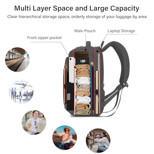 MILADA Travel Backpack For Men Laptop Backpack Women Business Carry On Backpack Airline Approved Fits 16.5 Inch Laptop Bag Work Backpack, Black