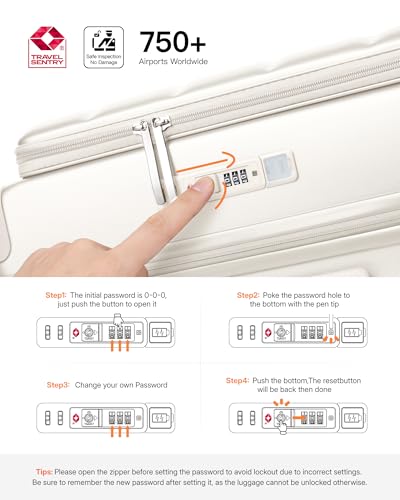 28 Inch Checked Luggage Side Opening Expandable Hardshell Suitcase, 100% PC Lightweight with Brake Spinner Wheels, TSA Lock - Large Travel Suitcase - color: Milky White, size: 28 Inch-EXT