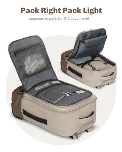 Hynes Eagle Rolling Backpack 42L Backpack with Wheels Airline Approved Carry on Luggage Laptop Travel Suitcase Bag for Women Men Khaki - color: Khaki