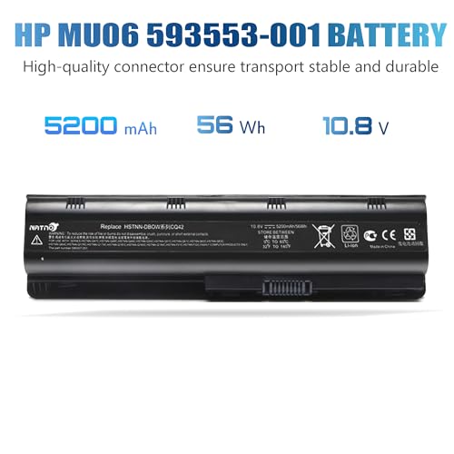 593553-001 593554-001 MU06 MU09 Extended Laptop battery for HP Pavilion G6 G7 G62 G72 G4 / 2000 Notebook PC / DV6 DV7 DM4 / Compaq Presario CQ32 CQ42 CQ43 CQ56 CQ57 CQ62 CQ72[10.8V 5200mAh 6Cell]
