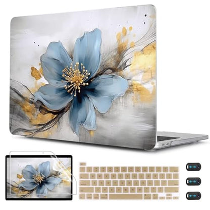 CISSOOK Compatible with MacBook Pro 13 inch 2025-2020 Release Model M2 M1 Chip A2338 A2251 A2289 with Touch Bar, Plastic Hard Shell Case&Keyboard Cover&Screen Protector, Retro Golden Floral - color: Pro 13inch-Retro Golden Floral