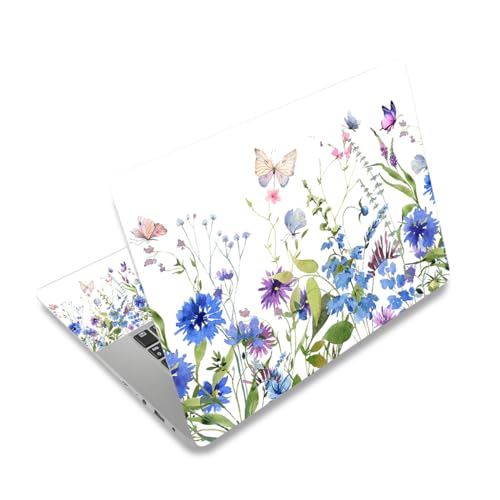 Laptop Skin Sticker Decal, 12" 13" 13.3" 14" 15" 15.4" 15.6 inch Universal Vinyl Notebook Skin Sticker Cover Art Protector Decal with Free 2 Wrist Pads, Beautiful Floral White - color: Beautiful Floral White