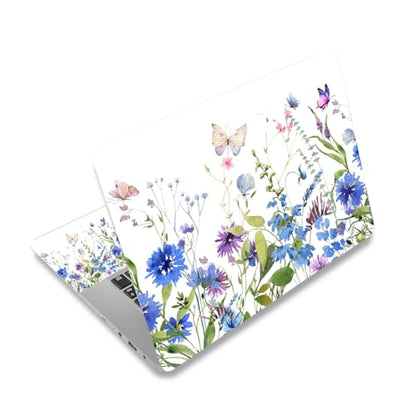 Laptop Skin Sticker Decal, 12" 13" 13.3" 14" 15" 15.4" 15.6 inch Universal Vinyl Notebook Skin Sticker Cover Art Protector Decal with Free 2 Wrist Pads, Beautiful Floral White - color: Beautiful Floral White