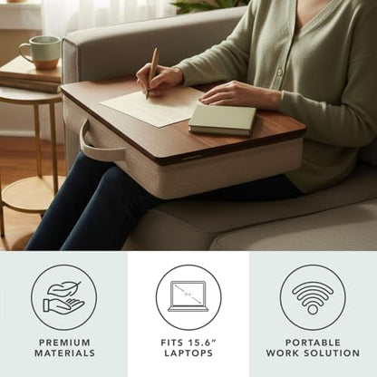 ROSSIE Home Acacia Wood Easel Lap Desk – Java, Fits 15.6” Laptops | Adjustable 7-Level Laptop Stand, Portable Workstation with Open Storage - color: Java