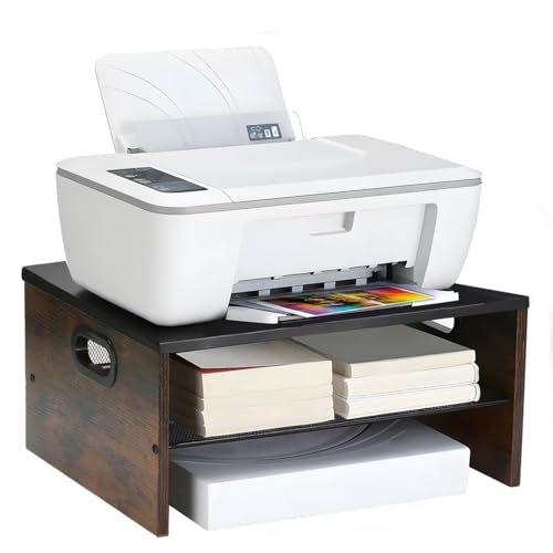 2 Tier Desktop Printer Stand,Multi-Purpose Desk Organizer for Folders,Books,for Fax Machine, Scanner,Home Office