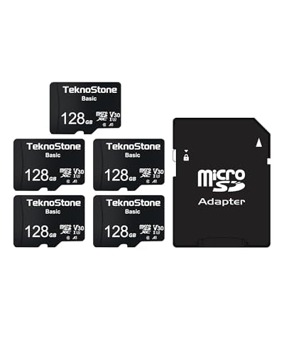 128GB Basic MicroSDXC TF Memory Card with Adapter 5 Packs | 90MB/s Read 50MB/s Write UHS-I C10 U3 V30 A1 for DJI Insta360 Dash Security Cameras Drone Console Tablet Phone - size: Basic 128GB x 5
