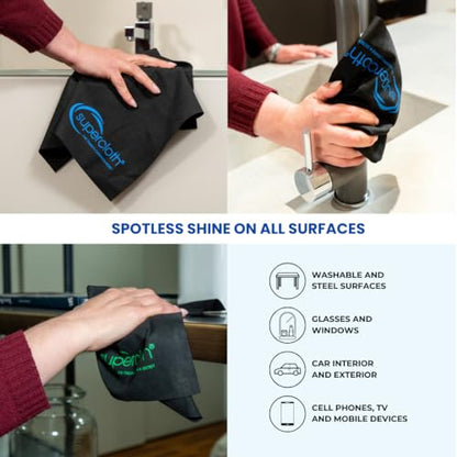 Supercloth® Premium Microfiber Cleaning Cloth for All-Purpose, Lasts Over 5 YEARS, Glasses Cleaning Cloth, Microfiber Cleaning Cloth for Cars, Magic Reusable Cloth Streak-Free 100% Made in Italy (6pk) - size: 6 Pcs