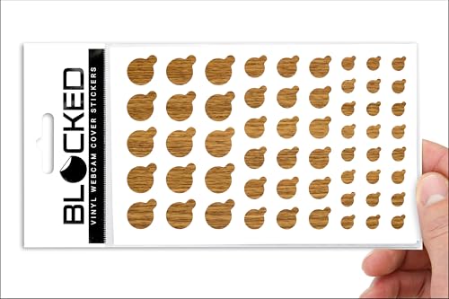 Rigid Series - 2X Thicker | BLOCKED Original Vinyl Webcam Cover Stickers | Restickable & Stackable Privacy Covers | for All Camera-endable Devices | 3-Sizes | 57 Tabbed Wood Grain Textured - color: Wood Grain (2x Rigid Series) | Tabbed