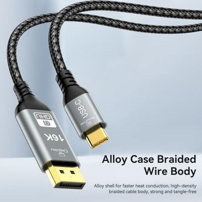 chenyang USB C to 80Gbps DisplayPort 2.1 Cable Supports 16K@30Hz with DSC, 10K@60Hz, 8K@60Hz, 4K@240/165/144Hz, 2K@240/165/120Hz 6.56FT - style: DisplayPort 8K