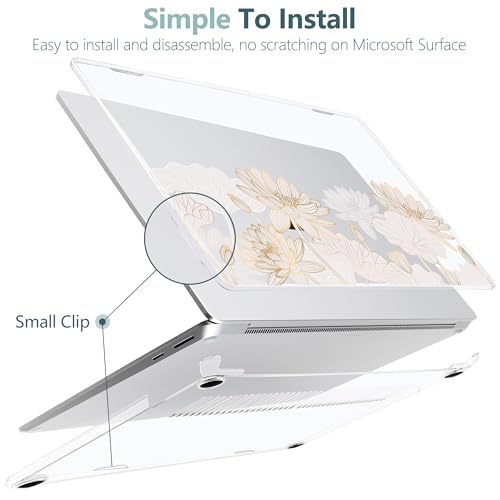 Batianda Artistic Case for Microsoft Surface Laptop 15 inch, Golden Lotus | Fits Surface Laptop for Business 8th Edition 2026 & Surface Laptop 7 2024, 4-in-1 Accessories Bundle, Slim Durable Hard Shell - color: Gold Lotus