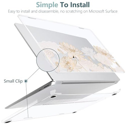 Batianda Artistic Case for Microsoft Surface Laptop 15 inch, Golden Lotus | Fits Surface Laptop for Business 8th Edition 2026 & Surface Laptop 7 2024, 4-in-1 Accessories Bundle, Slim Durable Hard Shell - color: Gold Lotus