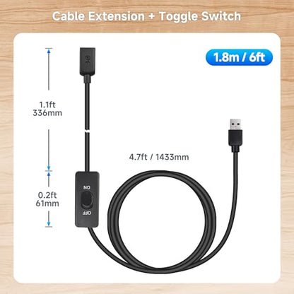 Cable Matters 5Gbps USB 3.0 Extension Cable with On Off Switch, 6ft | Supports Data and Power, USB 3.0 On/Off Switch - size: 6 Feet