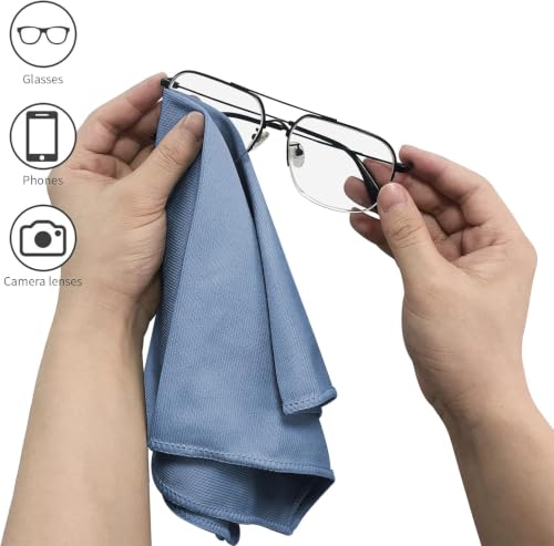 Puomue 6 Pack Microfiber Glass Cleaning Cloth, 16 Inch X 16 Inch, Lint Free Quickly Clean Window, Glasses, Windshields, Mirrors, and Stainless Steel, Dark Blue - color: Dark Blue