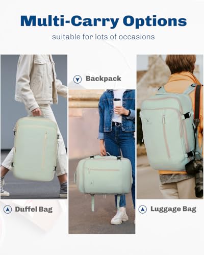 Carry on Backpack 38L Large Travel Backpack for Women Flight Approved Weekender Bag Laptop Backpack Men 15 inches Mint Green - color: Mint Green