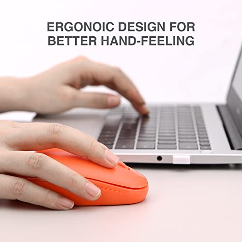 Rii Wireless Mouse RM700 2.4G Silent Mouse WIith USB Nano Receiver for Laptop,PC,Mac,Chromebook,Windows (Orange) - color: ORANGE