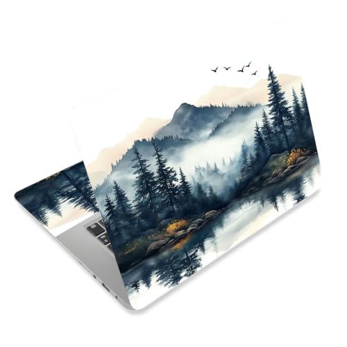 Laptop Skin Sticker Decal for 12 13 13.3 14 15 15.6 in, Universal Vinyl Waterresistant Protector Cover for Notebook PC Netbook, Computer Decor for Women Girls Misty Forest - color: Misty Forest