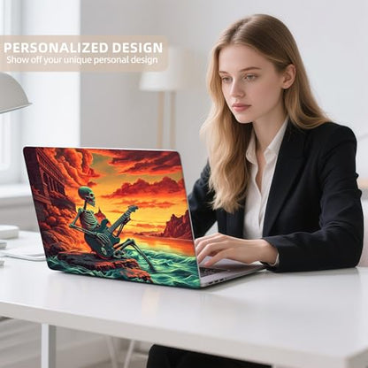 Universal Laptop Skin Sticker for 12/13/14/15.6 Inch Laptops, Reusable Vinyl Laptop Decal Cover, Waterproof Scratch Resistant Notebook Skin with 2 Wrist Pads,Guitar Skull - color: Guitar Skull