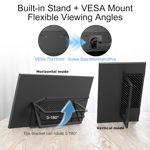 Portable Monitor Touchscreen 14", 1920x1200 60Hz USB-C & FHD External Display Touch Screen for Laptop/Mac/Gaming/Office, VESA Mountable Travel Monitor with Built-in Speakers-LCD Panels - size: 14inches