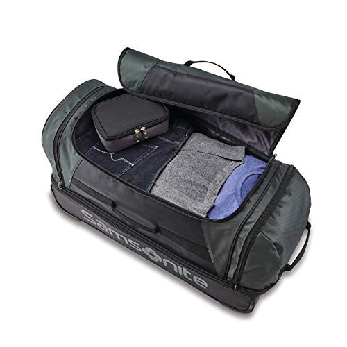 Samsonite Andante 2 Wheeled Duffel Bag – 22-Inch Durable Rolling Luggage with Inline Skate Wheels, Push-Button Handle & Spacious Compartments – Travel-Friendly and Lightweight - Moss Green/Black - color: Riverrock/Black, size: 22-Inch