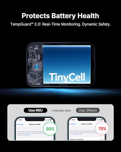 INIU Portable Charger, Ultra Mini 10000mAh 45W Fast Charging Power Bank | Flight-Safe, USB-C Cable, Travel Essential, 45W Battery Phone Pack for iPhone 17 16 Samsung S26 Google iPad etc - color: Black