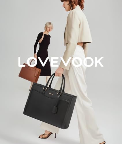 LOVEVOOK Laptop Tote Bag for Women, Leather Office Work Bag Briefcase fit for 15.6 inch Laptop, Large Teacher Computer Bag Handbag,2pcs Set Leather/Black | PU Leather Business Briefcase Teacher Travel College Bag Handbag fit for 15.6 inch Laptop, Office P