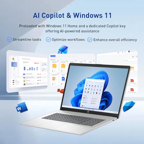 HP 17.3” FHD IPS LED Anti-Glare 300 nits Laptop, AMD Ryzen 5 7430U 6-core CPU, 8GB RAM, 256GB Storage, Webcam w/Shutter, Microsoft Copilot Key, Wi-Fi 6, BT 5.4, Win11H, w/Laptop Cooler, 17-cp3000 - size: 8GB RAM | 256GB SSD