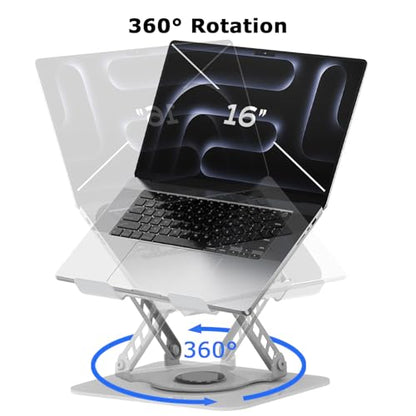 Adjustable Laptop Stand, 360 Rotating Computer Riser, Stable Base Stand Holder for MacBook Pro/Air Notebook up to 16 Inches, Silver - color: Silver