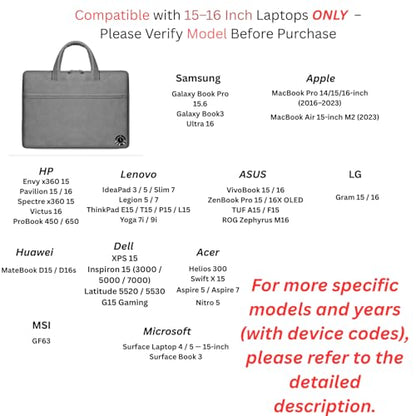 Travel Laptop Handbag 15-16 Inch ONLY MacBook Air 15 Pro 16 M2 M3 Acer Nitro 5 HP Spectre Pavilion Lenovo Legion ThinkPad ASUS ZenBook Pro Water Repellent School Work Commute Slim Light Grey - color: Light Grey, size: Large 15-16 Inches