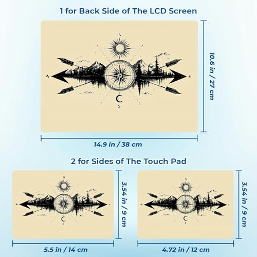 Reusable Universal Laptop Skin Sticker, Cut to Fit for 11.6–15.6 Inch Laptops, Waterproof Protective Film, No-Residue - Mountain Compass Reflection - color: Mountain Compass Reflection