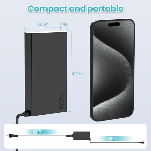 140W USB C Charger for Lenovo Legion Pro 5/7/9 Slim 5/7 Yoga Pro 7 9 9i | 16IRX8 16IRX9 16ARX816IRH8 14APH8 14ARP8 16IRH8 14IRPB 16IRP8 Slim Pro 7/9 14APH8 14ARP8 IdeaPad Pro 5 16IRH8 16ARP8