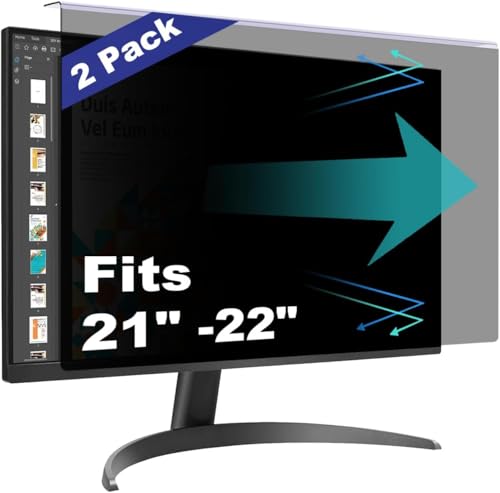 2 Pack Computer Privacy Screen Shield Compatible for 21.5/22 Inch 16:9 | Blue Light Filter - Hanging Design for Easy On/Off Removable Setup - size: 21 - 22 Inch (Diagonal)
