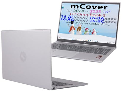 mCover Case ONLY Compatible for 16” 2024+ HP OmniBook 5 16-AF / 16-AG / 16-BAxxxx / 16-BCxxxx and Pavilion 16-AF / 16-AG0000 Series Windows AI Notebook PC (NOT Fitting Other HP Models)- Clear - color: Clear