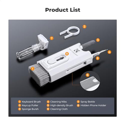 K&F CONCEPT 8-in-1 Electronic Cleaning Kit for Keyboard Laptop Cleaner | Multifunctional Electronic Device Cleaning Tool, Easy to Clean and Remove Dirt，Multi-Device Compatible
