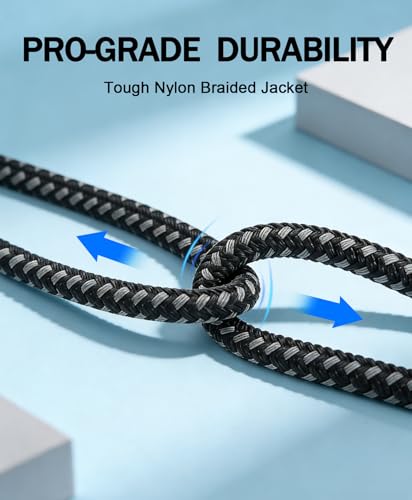 EP 240W USB C to USB C Cable (2-Pack, 6.6FT), USB-C Charge Cable, Braided Nylon + Silicone Jacket, Fast Charging Cord for Mobile Phone, Tablet and Other Electronic Devices Ultra