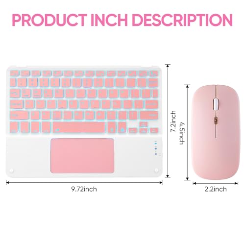 Ultra-Slim Bluetooth Keyboard with Built-in Touchpad and Mouse Portable Mini Wireless Keyboard Rechargeable 7-Color Backlit for Apple iPad iPhone Samsung Tablet iPhone Smartphone iOS Android Windows - color: pink