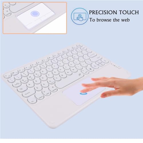 Bluetooth Keyboard with Touchpad,10 inch Ultra Silm 7 Colors RGB Backlit Wireless Keyboard Universal Rechargeable Portable Keypad with Trackpad for iPad iOS Android Windows Laptops PC(White) - color: white
