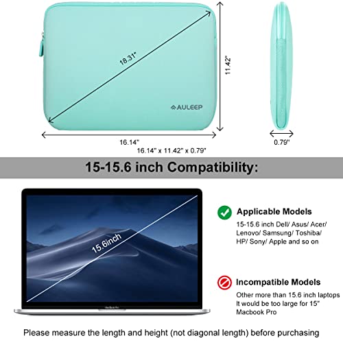 AULEEP 15-15.6 Inch Laptop Sleeves, Neoprene Notebook Computer Pocket Tablet Carrying Sleeve/Water-Resistant Compatible Laptop Sleeve for Acer/Asus/Dell/Lenovo/HP, Light Green - color: light green, size: 15-15.6 inch