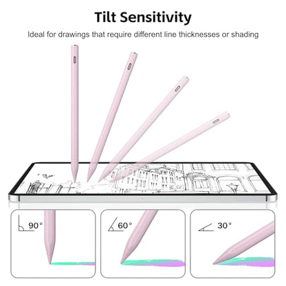 Stylus Pen for iPad 2026-2018 with 13mins Fast Charge,Tilt Sensitivity Palm Rejection Pencil for 11th (A16)/10/9/8/7/6 Gen, iPad Pro 11"/12.9"/M4/M5, iPad Air 3/4/5/M2/M3/M4 - color: pink