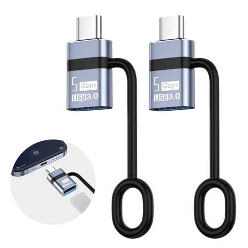 USB-C to USB Adapter 2-piece Set, USB-C to USB 3.0 OTG Converter, Supports Fast Charging and Data Transfer - color: gunmetal-CtoA