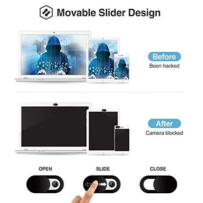 ProCase [6 Pack] Webcam Cover Slide for Laptop Phone, Ultra Thin Flexible Slide Camera Blocker Privacy Security Cover for MacBook Air Pro iMac iPad iPhone Echo PS4 Tablet PC Computer –Black