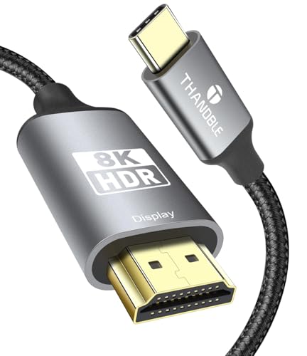 USB C to HDMI 2.1 Cable 6 FT, Support 8K@60Hz and 4K 120Hz, Dynamic HDR, Thunderbolt 3/4/5, USB 4 Port, Type C to HDMI Cable for MacBook Pro/Air, XPS, ThinkPad, iPhone 15/16 Series - size: 6 FT