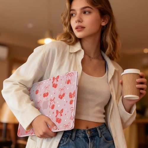 May Chen for MacBook Neo Case 13 inch 2026 | 100% Match Official Color | Pattern Printing, Anti-Crack & Scratch & Fingerprint | Protective Hard Shell Cases Laptop Model A3404 - Girly Pink Bow - color: Girly pink bow