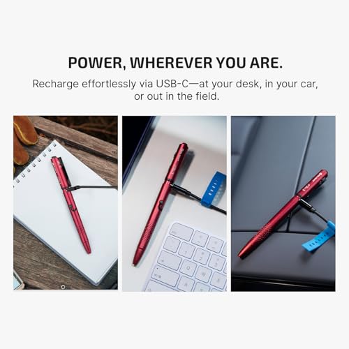OLIGHT O'Pen 3 EDC Pen Light, 120 Lumens LED Flashlight with Green Beam, 4-in-1 Bolt Action Pen with Nib & Clip Light, USB-C Rechargeable for Writing, Presentation, Inspection and Outdoor (Wine Red) - color: Wine Red