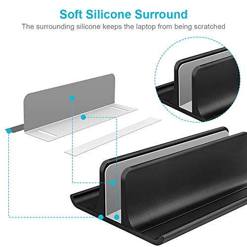 Vaydeer 3-in-1 Vertical Laptop Stand Holder, Aluminum Laptop Stand for Desk with Adjustable Dock, Space-Saving Organizer for All MacBook, Surface, Samsung, HP, Dell, up to 17.3 inch Black - color: Black